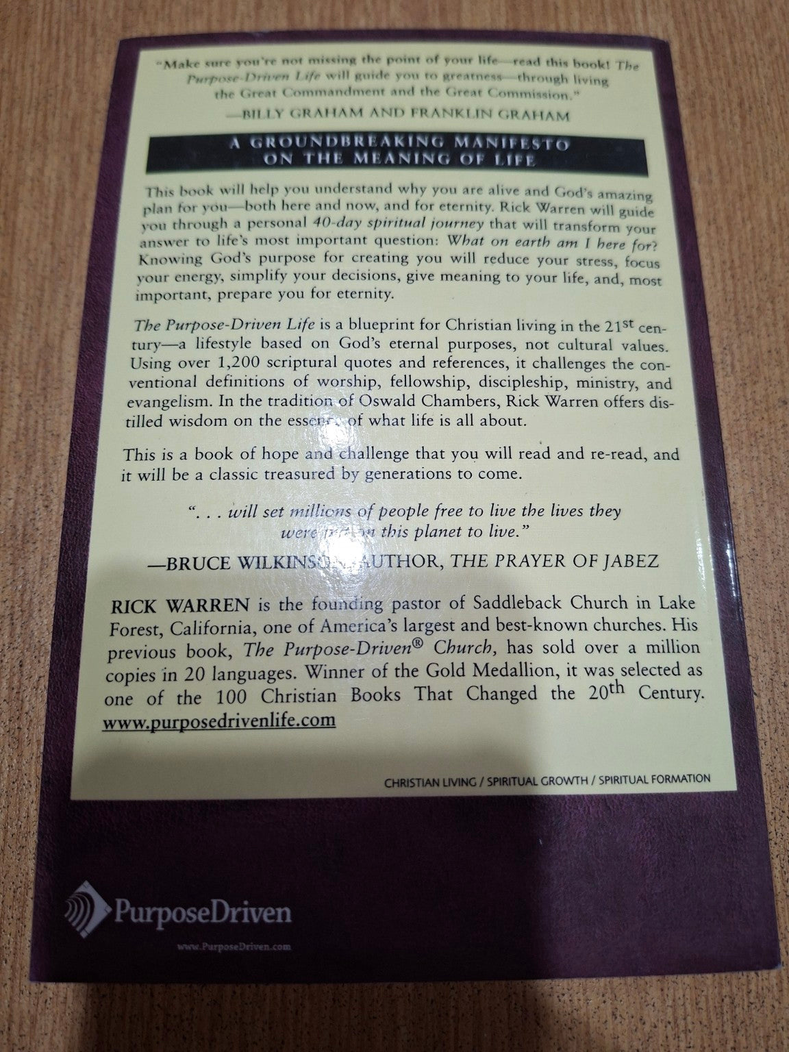 The Purpose Driven Life — Rick Warren (Second-Hand)