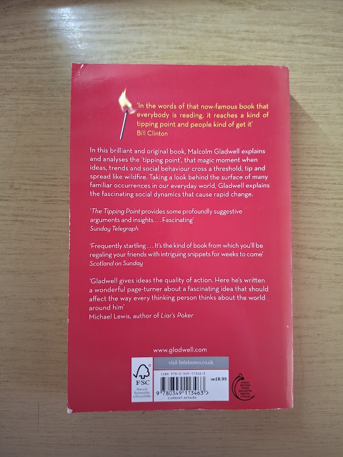 The Tipping Point: How Little Things Can Make a Big Difference - Malcolm Gladwell (Second Hand Book)