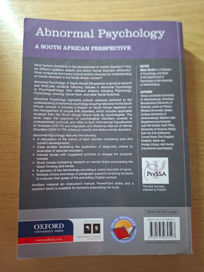 Abnormal Psychology by Beate van Krosigk (Second Hand Book)