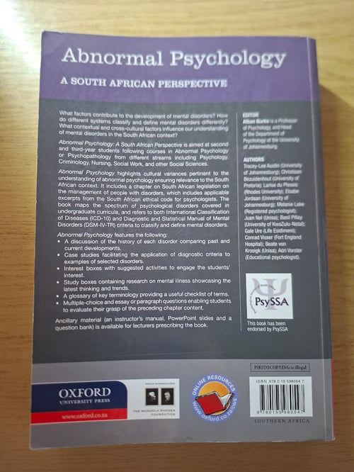 Abnormal Psychology by Beate van Krosigk (Second Hand Book)