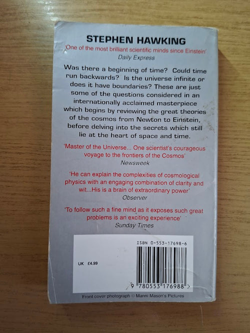 A Brief History of Time: From Big Bang to Black Holes by Stephen W. Hawking (Second Hand Paperback)
