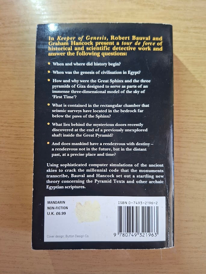 Keeper of Genesis by Robert Bauval (Second Hand Mass Market Paperback)