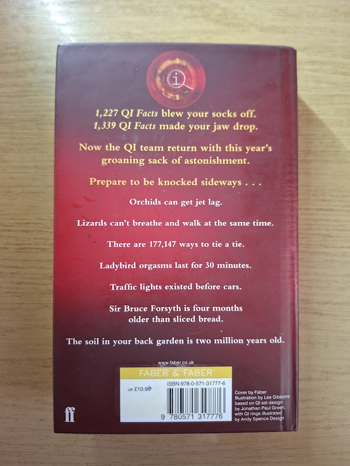 1,411 QI Facts To Knock You Sideways (Quite Interesting) by John Lloyd & John Mitchinson (Second Hand Hardcover)