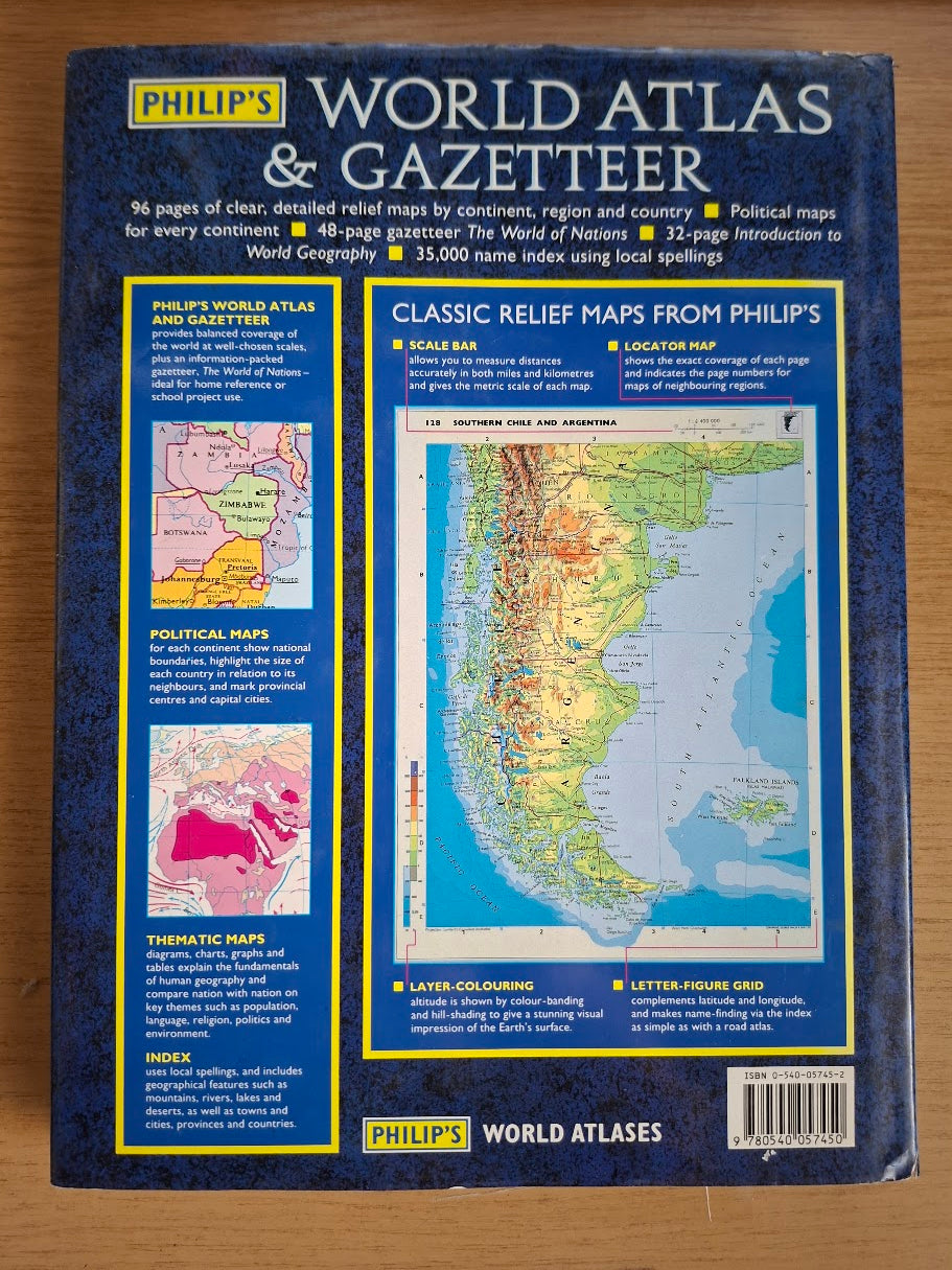 Philip's World Atlas and Gazetteer (Second Hand Hardcover)