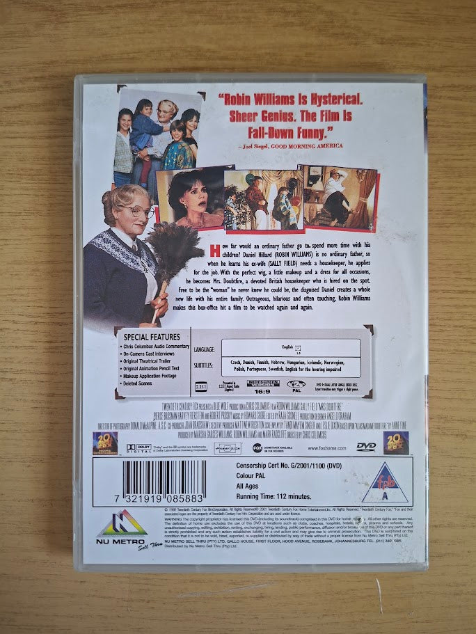 Mrs. Doubtfire – Robin Williams & Sally Field (Second Hand DVD)