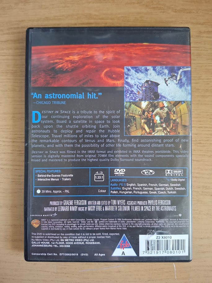 IMAX: Destiny in Space – Narrated by Leonard Nimoy (Second Hand DVD)