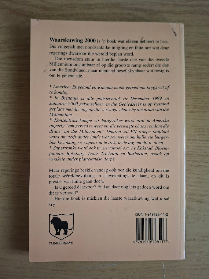 Waarskuwing 2000 – Adriaan Snyman & Annelize Snyman (1999 Vaandel-uitgewers Paperback)