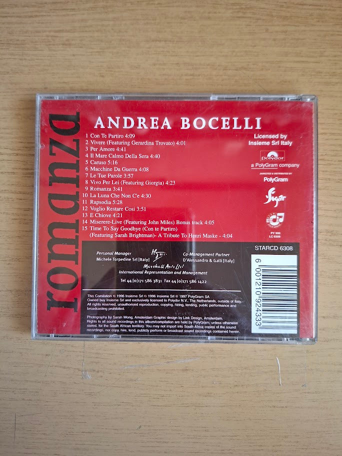 Andrea Bocelli – Romanza (1997 South African Edition, Second-Hand CD)