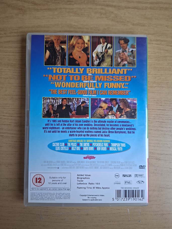 The Wedding Singer – Adam Sandler & Drew Barrymore (DVD, 1998, Second-Hand)
