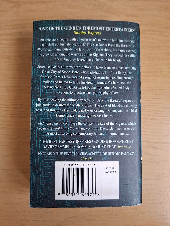 David Gemmell – Midnight Falcon (Rigante Book 2) (2000 Mass Market Paperback, Second-Hand Book)