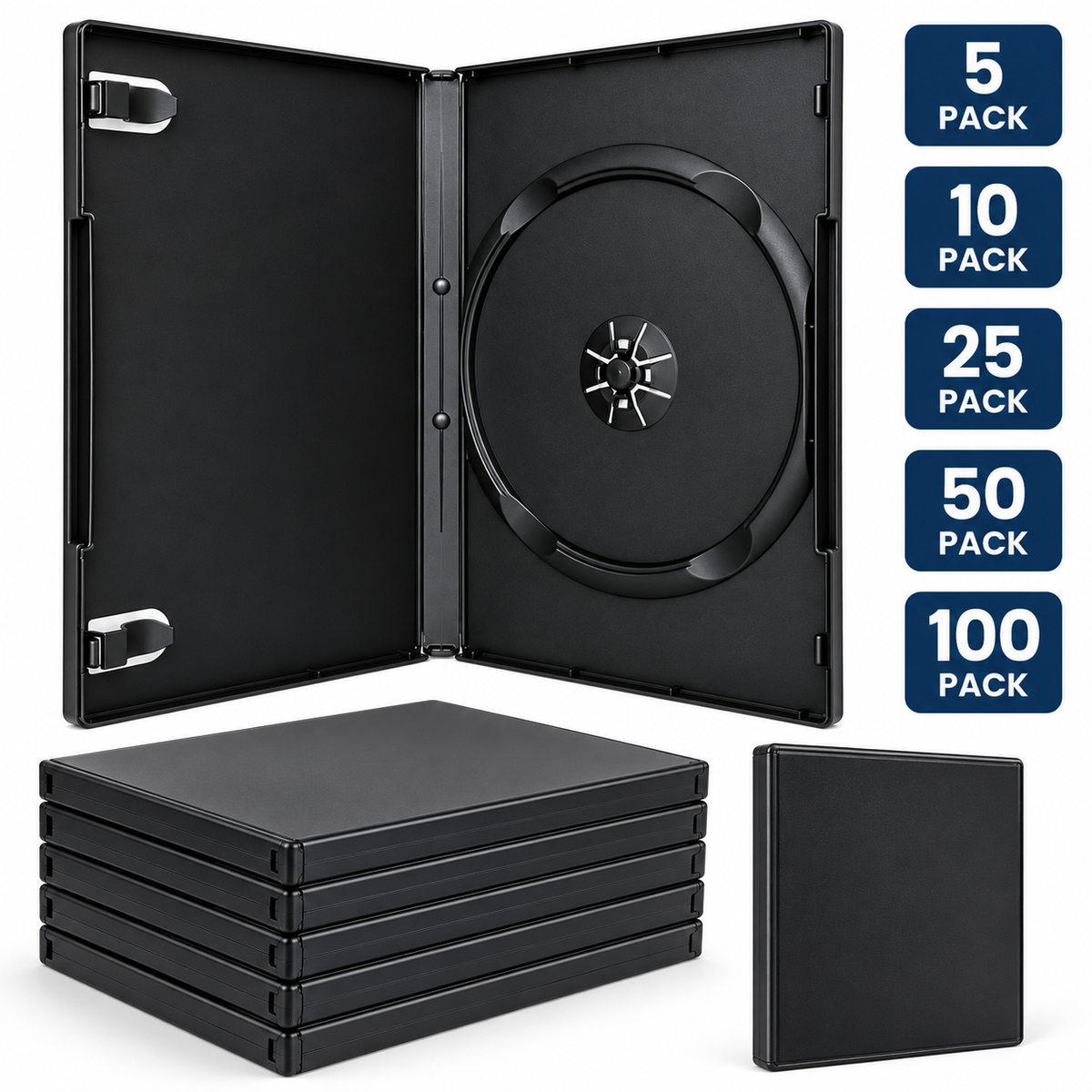 Black DVD Disc Cases – Empty Replacement Cases