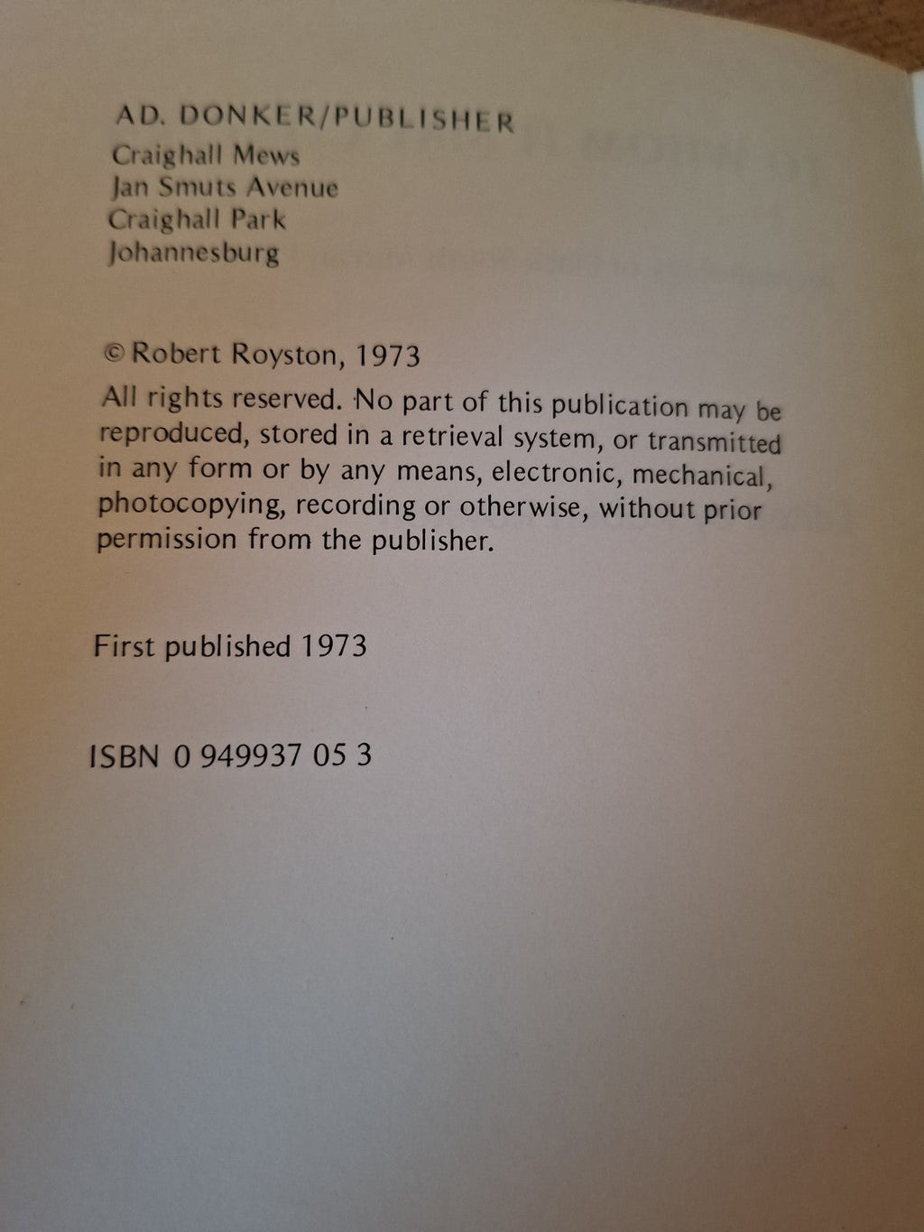To Whom It May Concern – An Anthology of Black South African Poetry (1973) (Second-Hand)