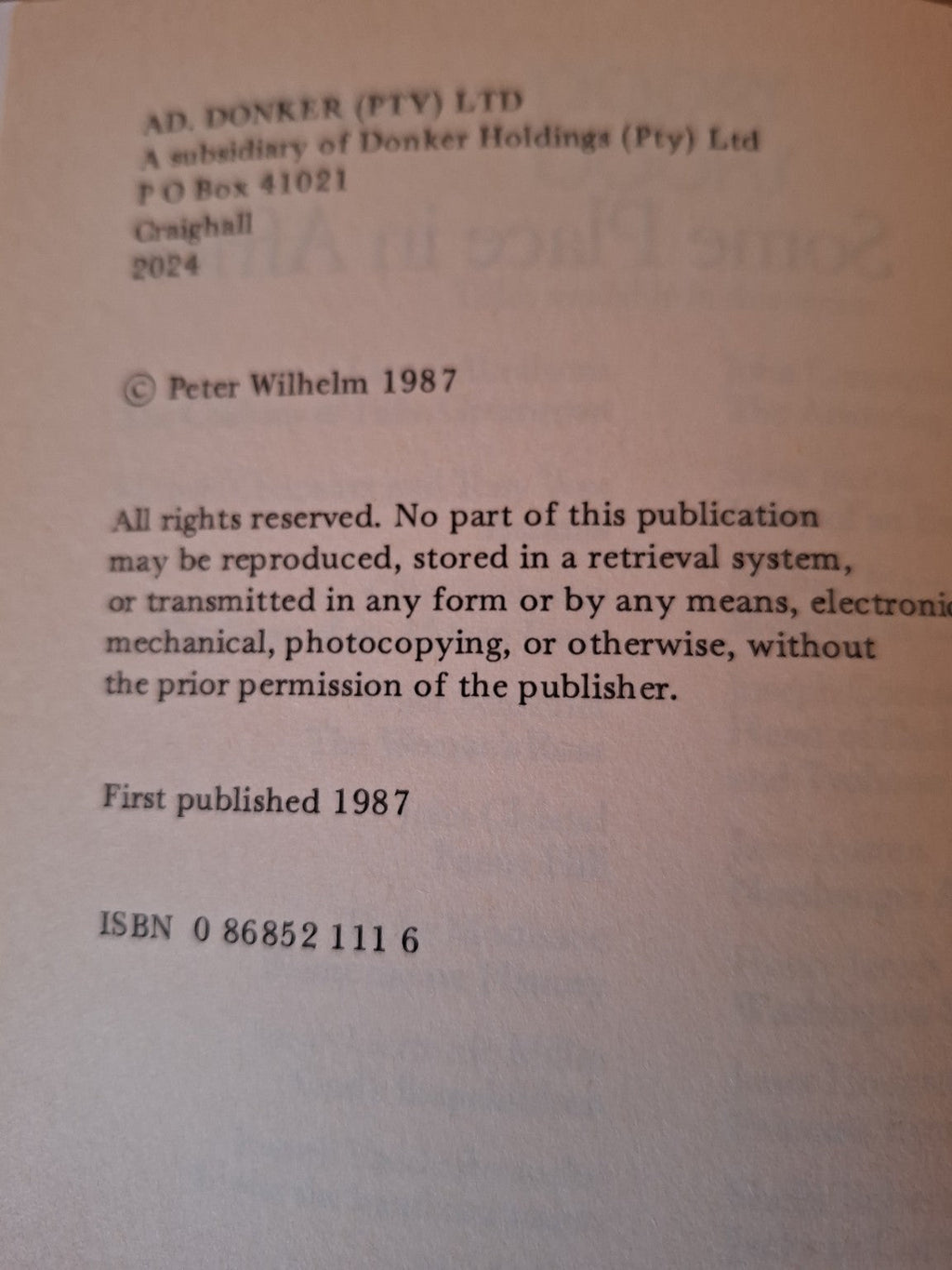 Some Place in Africa – Peter Wilhelm (1987) (Second-Hand)