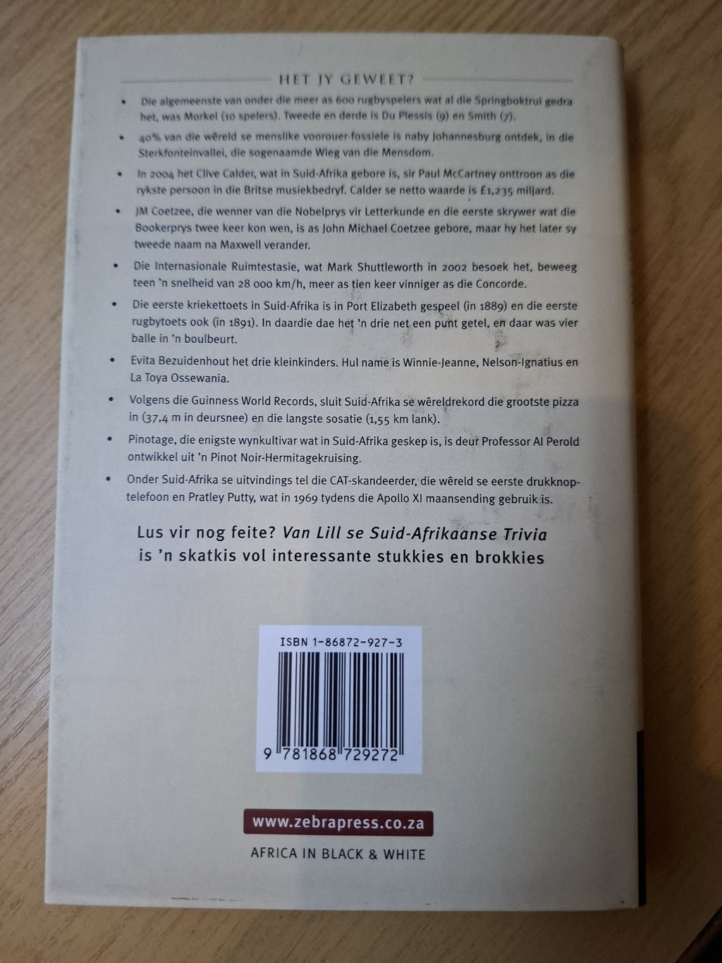 Van Lill se Suid-Afrikaanse Trivia – Dawid van Lill (Second-Hand)