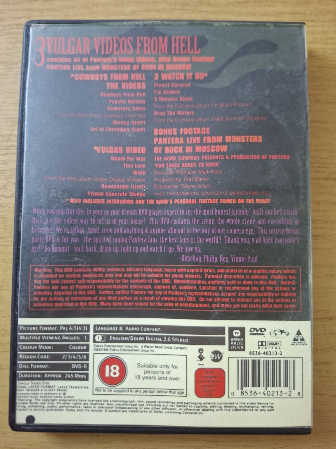 Pantera – 3 Vulgar Videos From Hell (Second-Hand)
