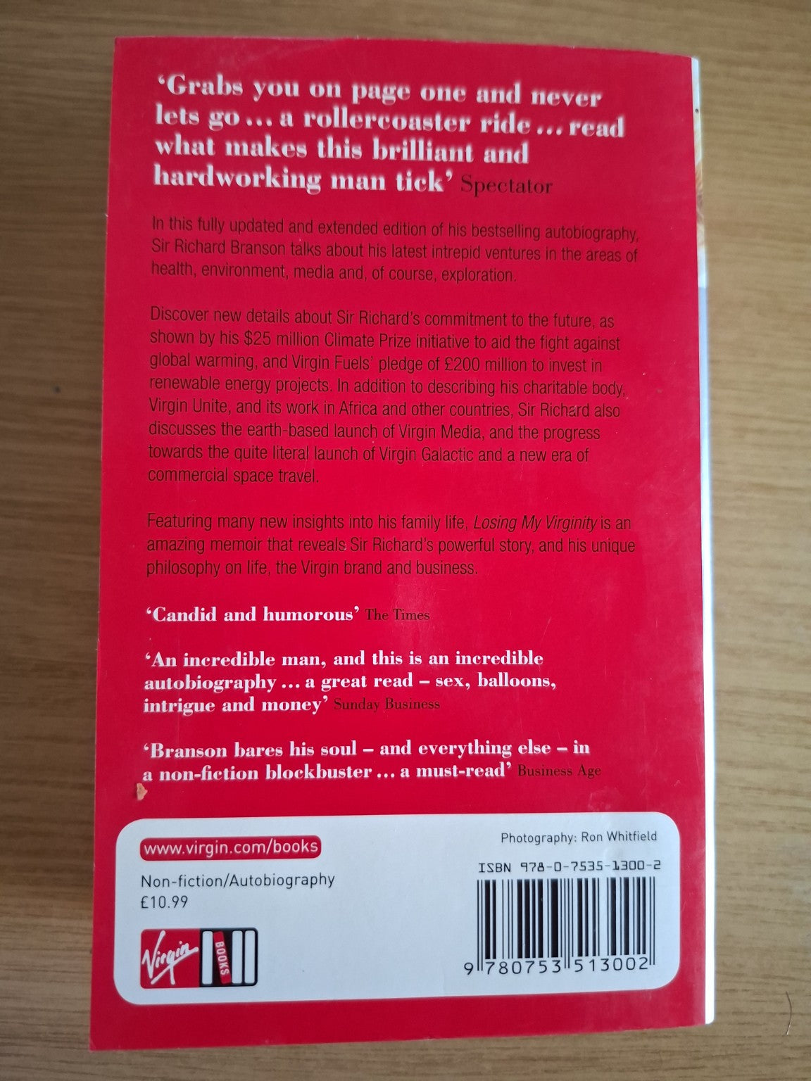 Losing My Virginity – The Autobiography of Richard Branson (Second-Hand)