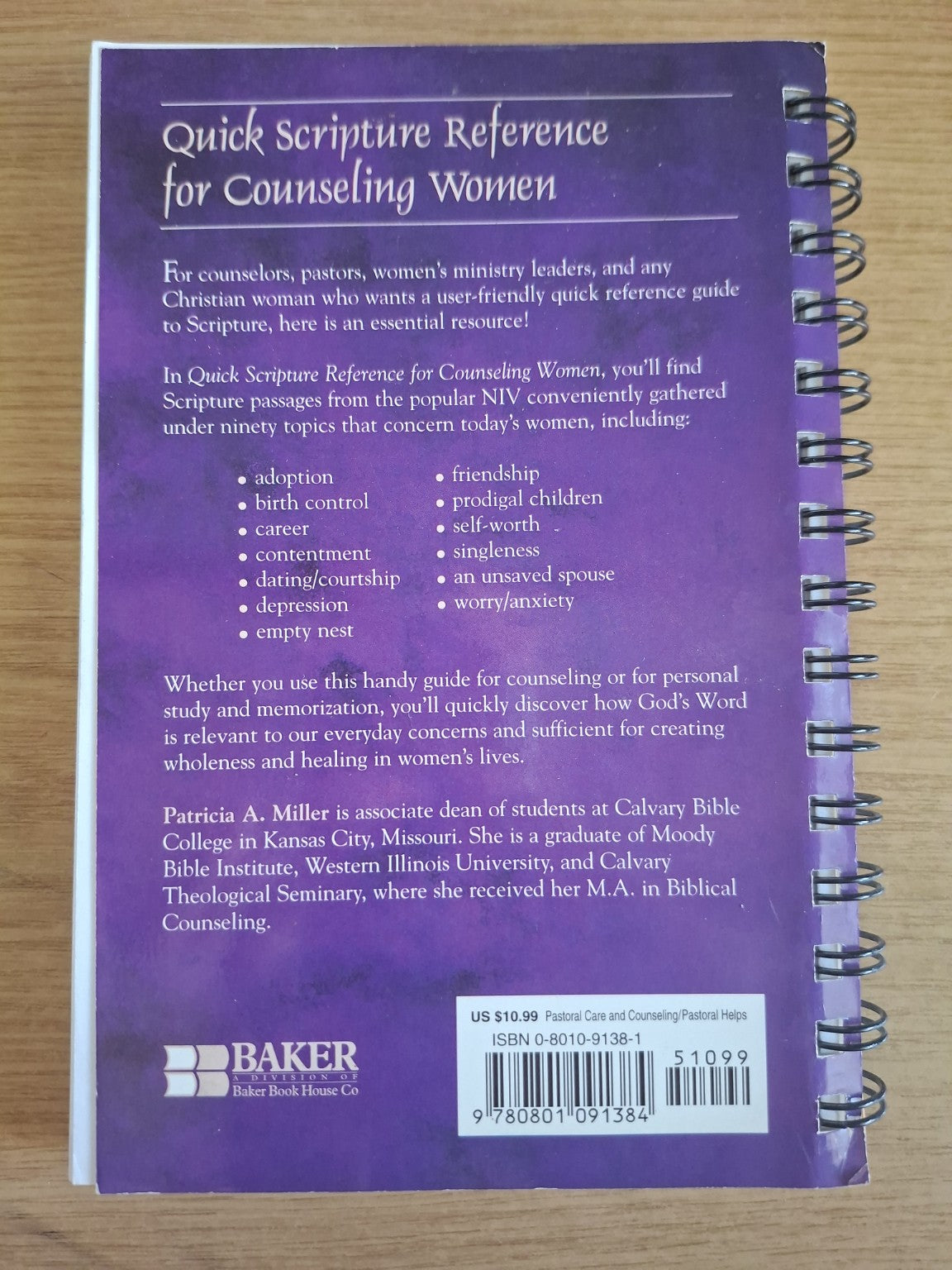 Quick Scripture Reference for Counseling Women – Patricia A. Miller (Second-Hand)