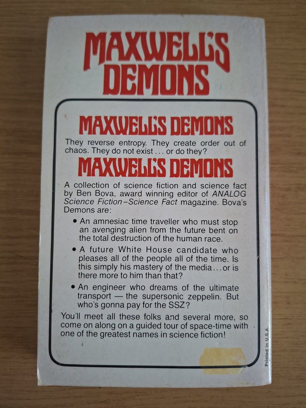 Maxwell’s Demons – Ben Bova (Second Hand Book)