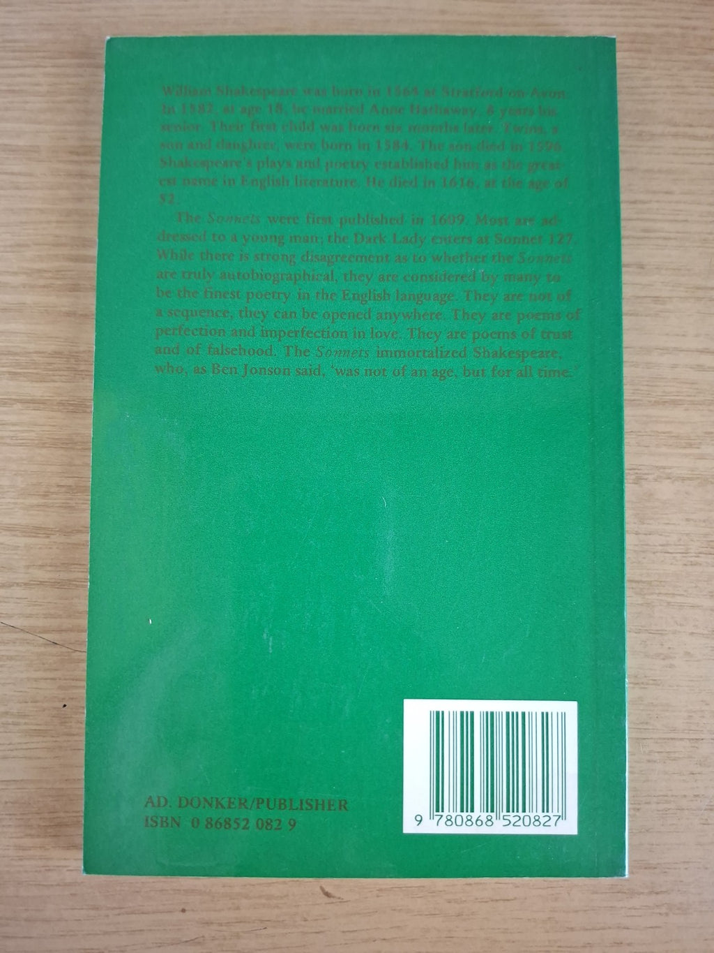 The Sonnets – William Shakespeare (Second Hand Book)