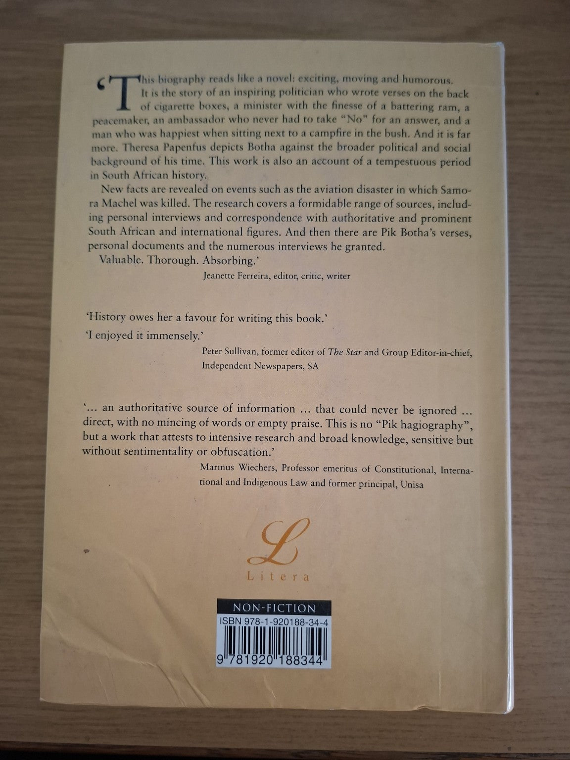 Pik Botha and His Times – Theresa Papenfus (Second Hand Book)