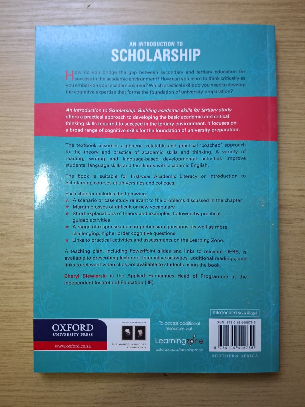 An Introduction to Scholarship: Building Academic Skills for Tertiary Study – Cheryl Siewierski (Second Hand Book)