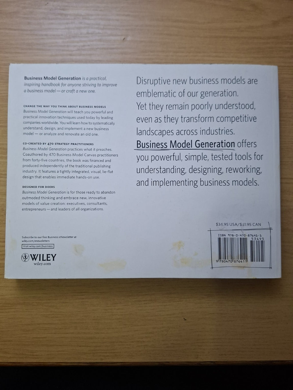Business Model Generation – Alexander Osterwalder & Yves Pigneur (Second Hand Book)