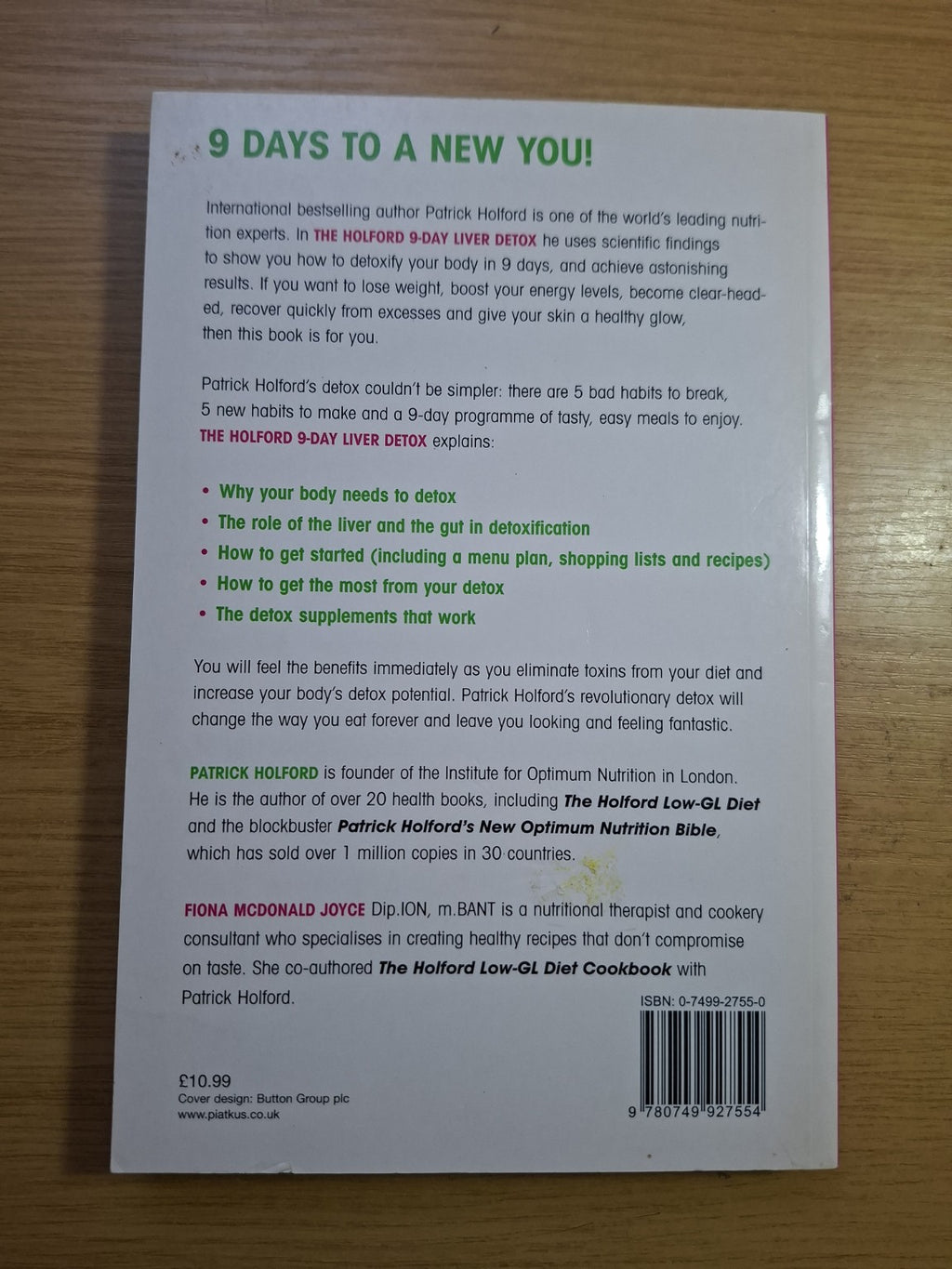 The Holford 9-Day Liver Detox – Patrick Holford (Second Hand Book)