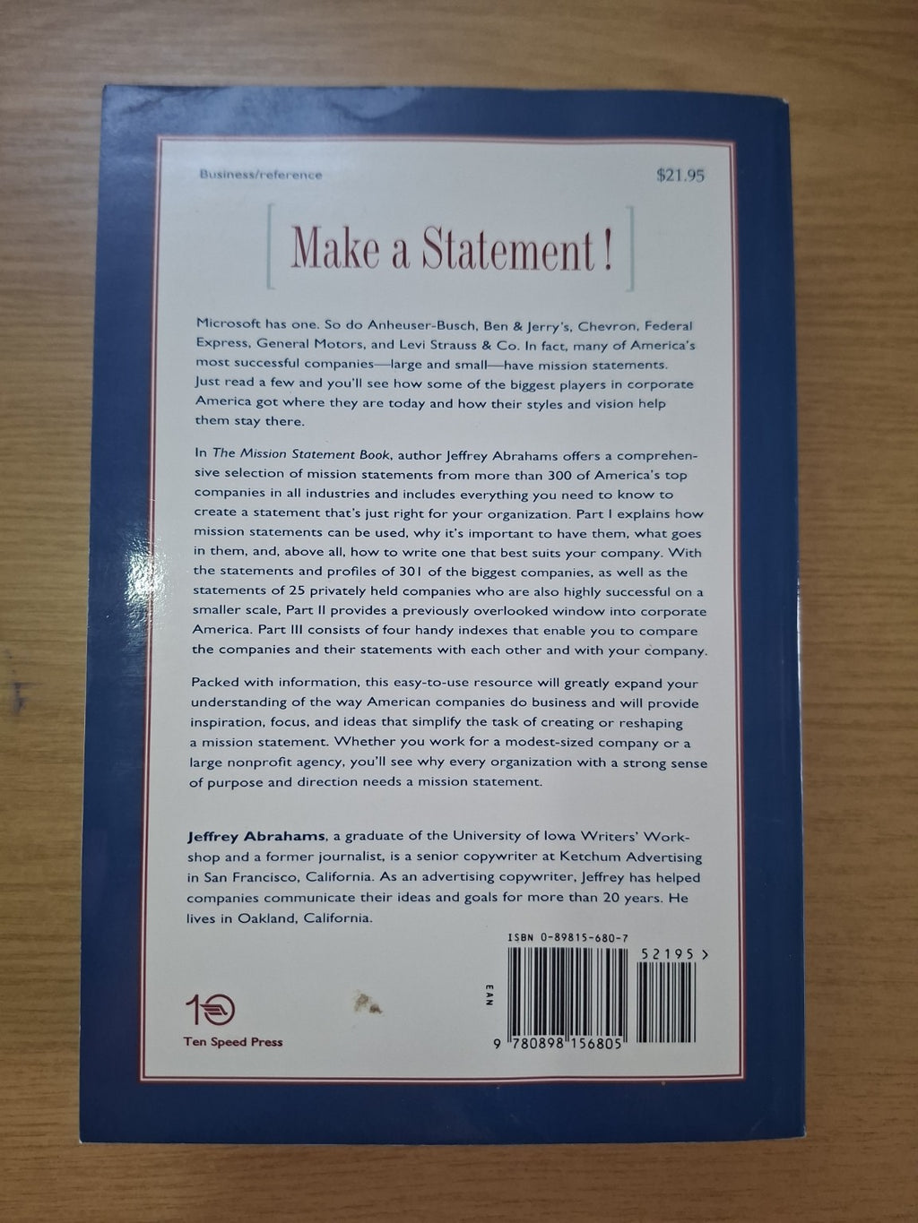 The Mission Statement Book – Jeffrey Abrahams (Second Hand Book)