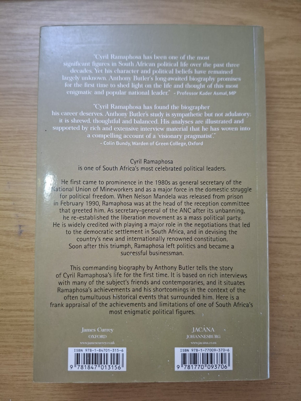 Cyril Ramaphosa – Anthony Butler (Second Hand Book)