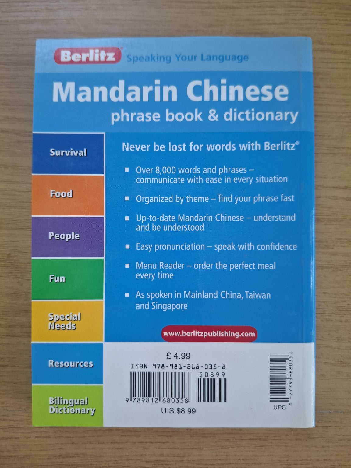 Mandarin Chinese Phrase Book & Dictionary – Berlitz (Second Hand Book)