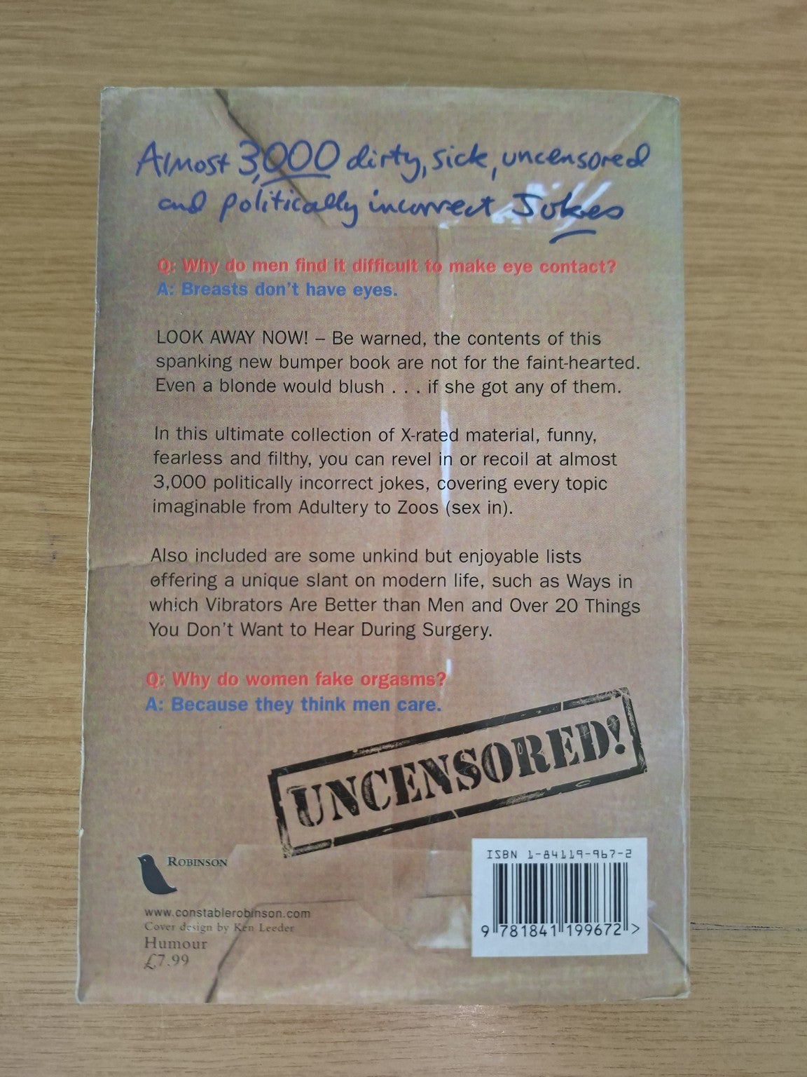 Dirty, Sick, X-Rated &amp; Politically Incorrect Jokes – Geoff Tibballs (Second Hand Book)