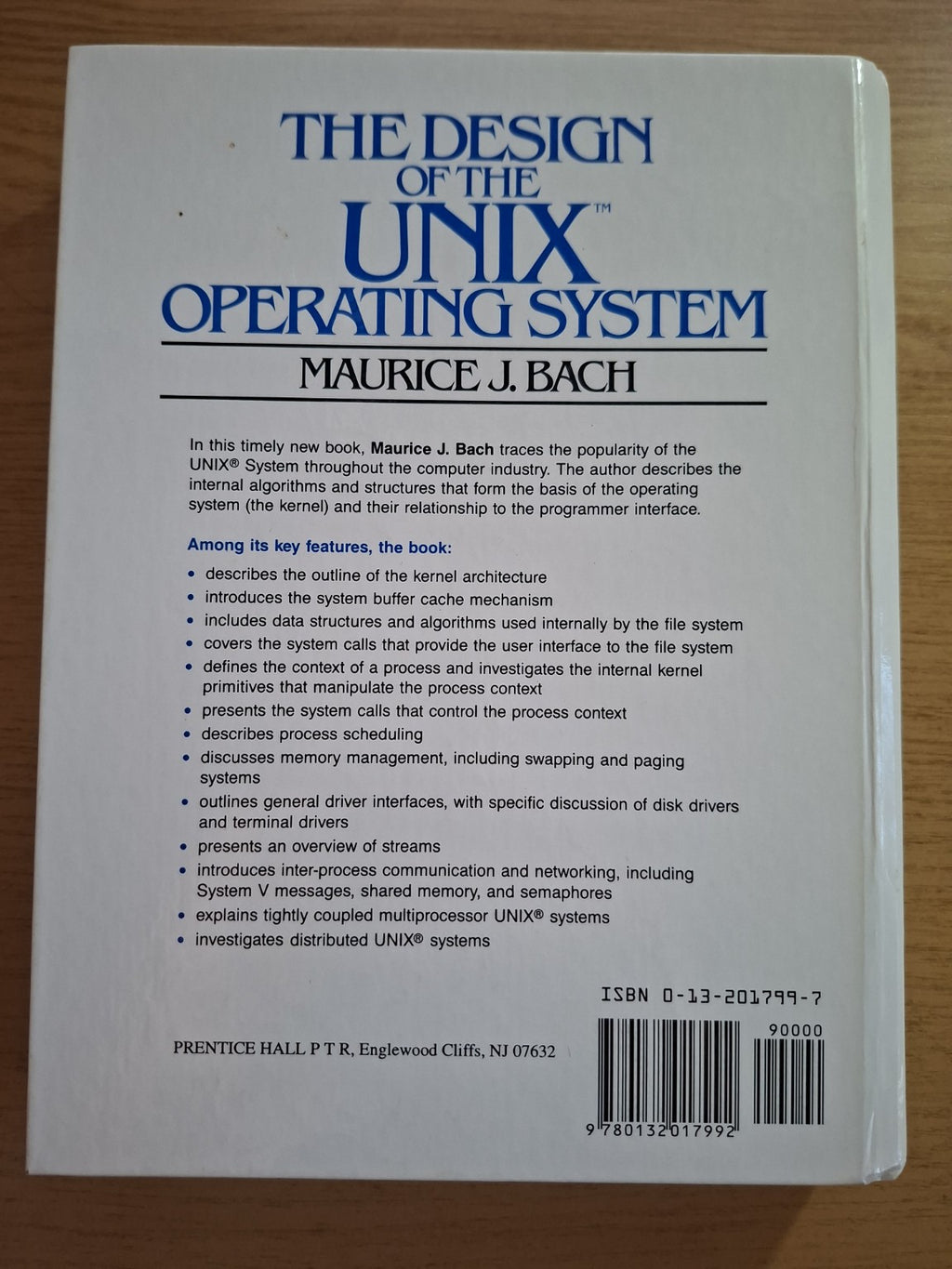 The Design of the UNIX Operating System – Maurice J. Bach (Second Hand Book)